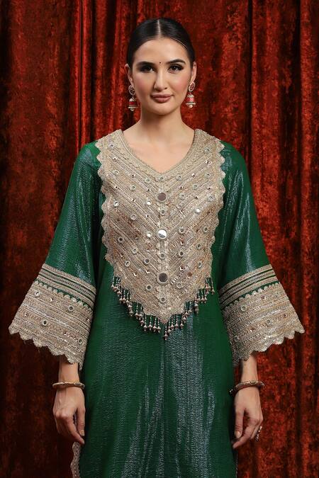 Shikhar Sharma Green Cotton, Silk, Net, Chanderi Gota Patti, Embroidery Dori And Kurta Pant Set at Aza Fashions Shikhar Sharma_Green Cotton, Silk, Net, Chanderi Gota Patti, Embroidery Dori And Kurta Pant Set _at_Aza_Fashions