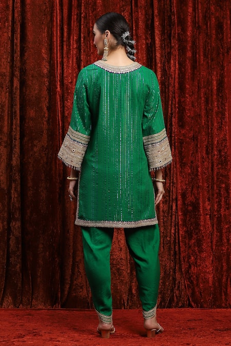 Shikhar Sharma Gota Embroidered Yoke Kurta Tulip Pant Set 