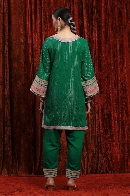 Shikhar Sharma Contrast Dori Embroidered Straight Kurta Pant Set 