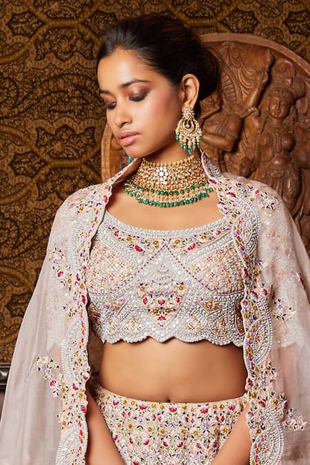 Shop Prisho Pink Organza, Tissue Sequins, Baroque Bloom Thread Dori Bridal Lehenga Set at Aza Fashions Shop_Prisho_Pink Organza, Tissue Sequins, Baroque Bloom Thread Dori Bridal Lehenga Set _at_Aza_Fashions
