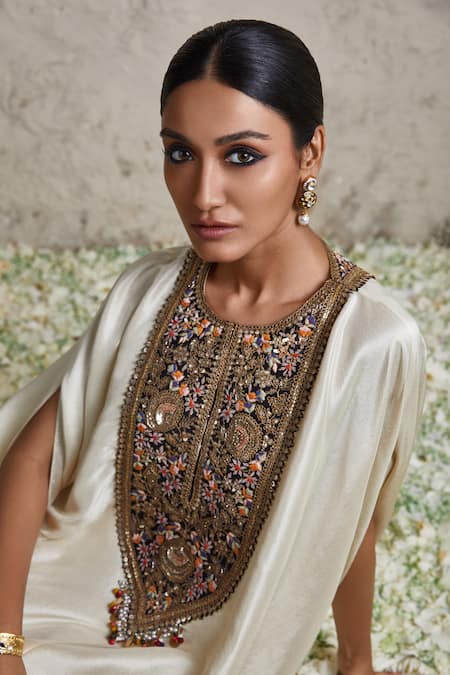 Prisho Floral Embroidered Kaftan & Dhoti Pant Set 