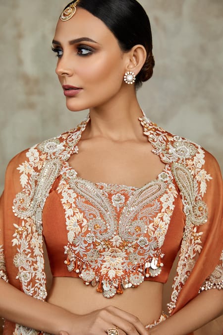 Prisho Zardozi Embroidered Cape Lehenga Set 