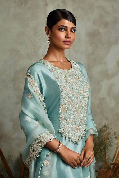 Prisho Blossom Thread Embroidered Kurta Sharara Set 