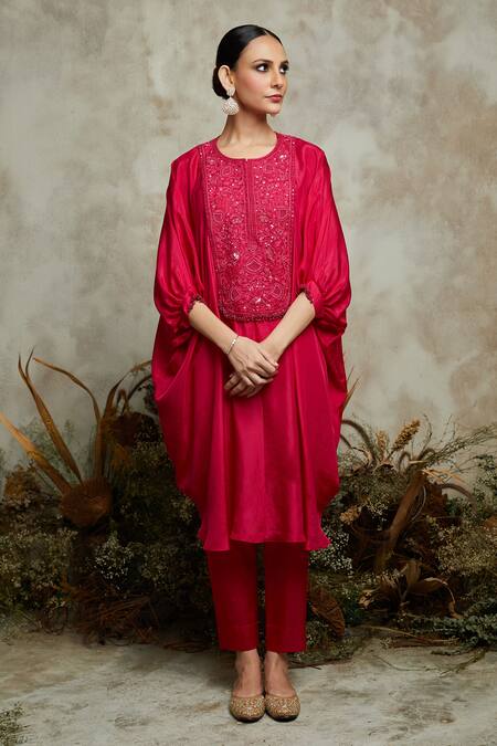 Prisho Floral Jaal Embroidered Bodice Kaftan With Pant 