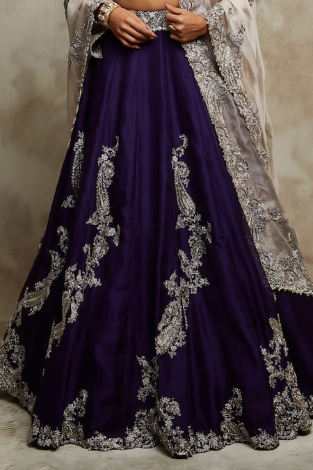 Prisho Purple Silk, Organza Embroidery, Sequins, Bridal Zardozi Lehenga Blouse Set Online at Aza Fashions Prisho_Purple Silk, Organza Embroidery, Sequins, Bridal Zardozi Lehenga Blouse Set _Online_at_Aza_Fashions