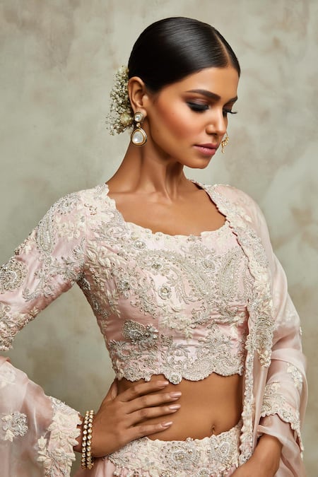 Prisho Bridal Peacock & Floral Embroidered Lehenga Set 