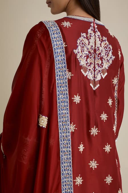 Eeksha Maroon Organza, Net, Crepe Cut Work, Floral Embroidered Kurta Sharara Set Online at Aza Fashions Eeksha_Maroon Organza, Net, Crepe Cut Work, Floral Embroidered Kurta Sharara Set _Online_at_Aza_Fashions