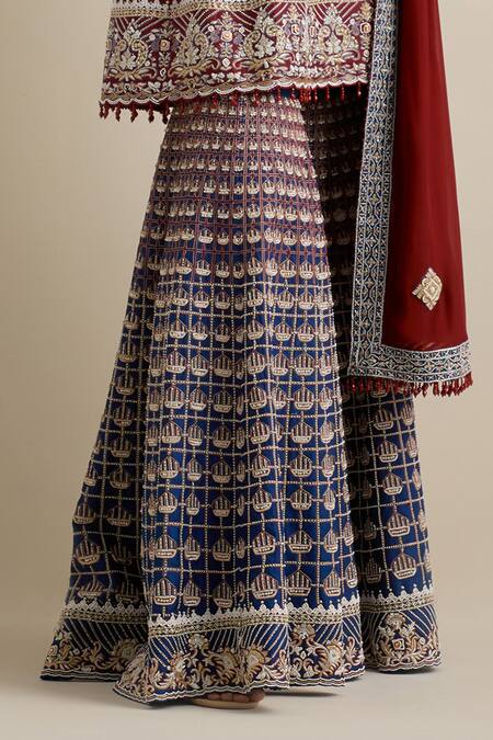 Eeksha Maroon Organza, Net, Crepe Cut Work, Floral Embroidered Kurta Sharara Set at Aza Fashions Eeksha_Maroon Organza, Net, Crepe Cut Work, Floral Embroidered Kurta Sharara Set _at_Aza_Fashions