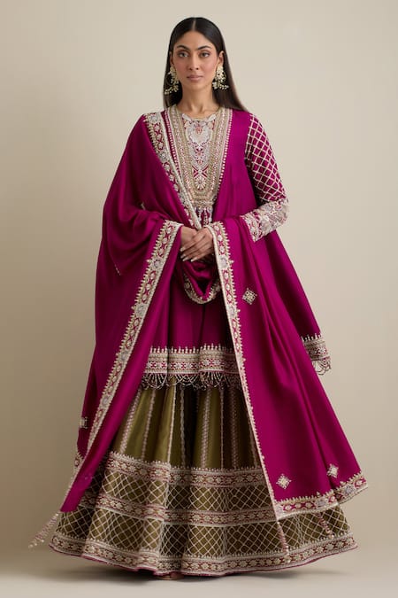 EEKSHA Embroidered A-Line Kurta Sharara Set 