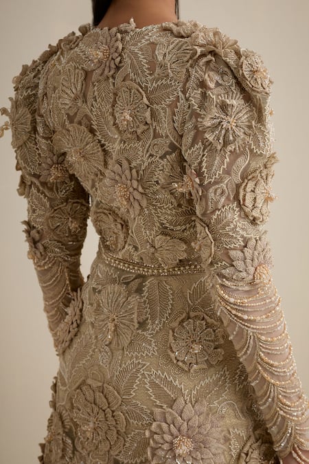 Buy Eeksha Gold Net, Silk Sequins, Crystals, Cut 3d Applique Top And Cigarette Pant Set Online at Aza Fashions Buy_Eeksha_Gold Net, Silk Sequins, Crystals, Cut 3d Applique Top And Cigarette Pant Set _Online_at_Aza_Fashions