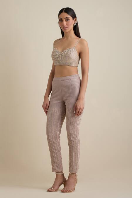 Buy Eeksha Pink Net, Silk Beads, Sequins, Embroidery Sweetheart Kalidar Jacket Pant Set Buy_Eeksha_Pink Net, Silk Beads, Sequins, Embroidery Sweetheart Kalidar Jacket Pant Set