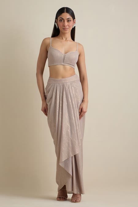 Eeksha Pink Silk, Net Sequins, Cut Work, Beads One Embroidered Top And Dhoti Skirt Set Online at Aza Fashions Eeksha_Pink Silk, Net Sequins, Cut Work, Beads One Embroidered Top And Dhoti Skirt Set _Online_at_Aza_Fashions