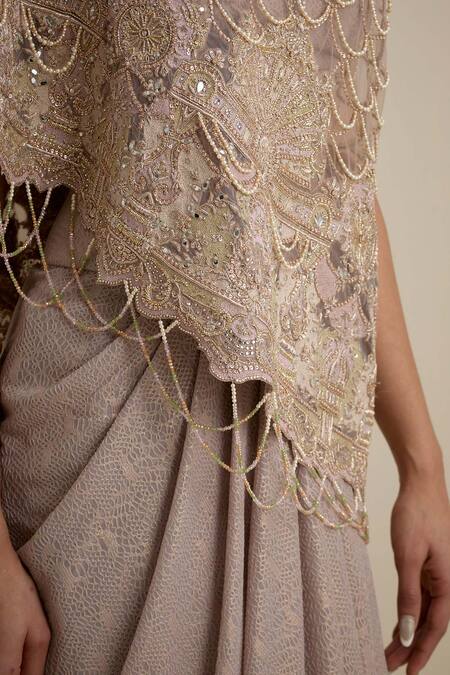 Shop Eeksha Pink Silk, Net Sequins, Cut Work, Beads One Embroidered Top And Dhoti Skirt Set Online at Aza Fashions Shop_Eeksha_Pink Silk, Net Sequins, Cut Work, Beads One Embroidered Top And Dhoti Skirt Set _Online_at_Aza_Fashions