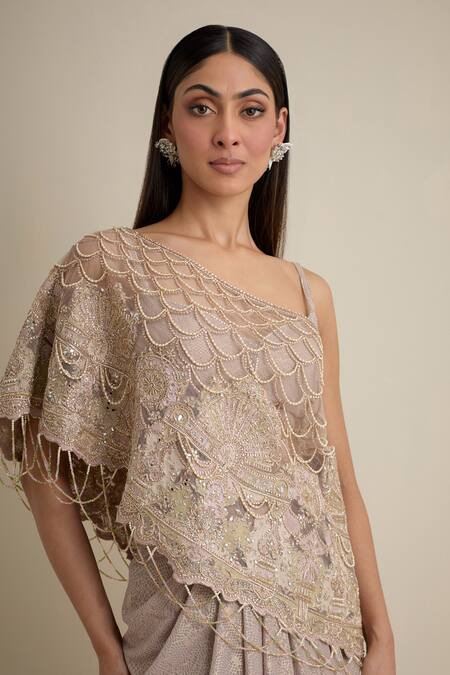 Eeksha Pink Silk, Net Sequins, Cut Work, Beads One Embroidered Top And Dhoti Skirt Set at Aza Fashions Eeksha_Pink Silk, Net Sequins, Cut Work, Beads One Embroidered Top And Dhoti Skirt Set _at_Aza_Fashions