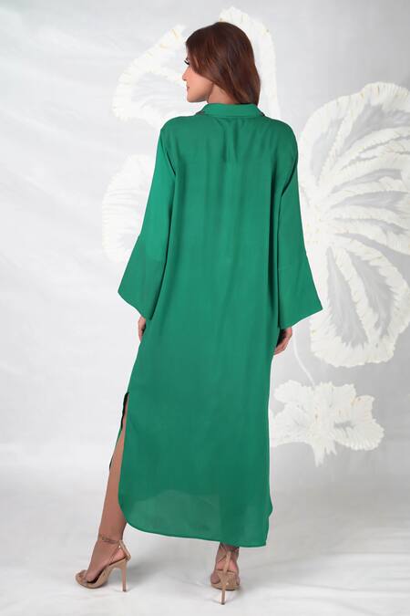 Seesa Mira Placket Embroidered Long Dress 