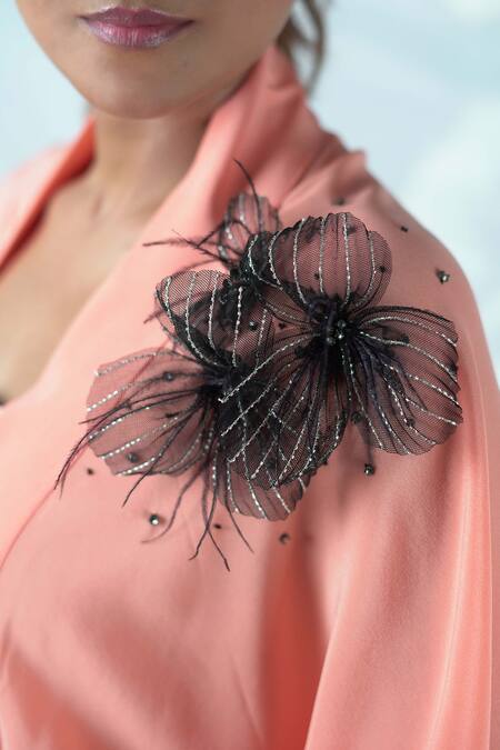 Buy_Seesa_Pink Georgette Rinesa High Waist Shorts _Online_at_Aza_Fashions