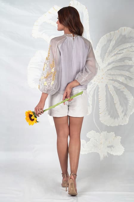 Seesa Kamaria Lunar Rock Floral Embroidered Top 