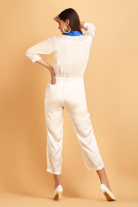 Label Ivish Contrast Collar & Placket Jumpsuit 