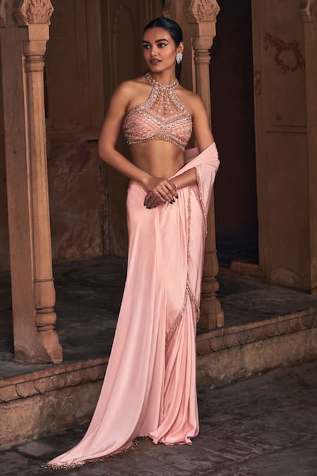 DiyaRajvvir Pre-Draped Skirt Saree With Embroidered Blouse 