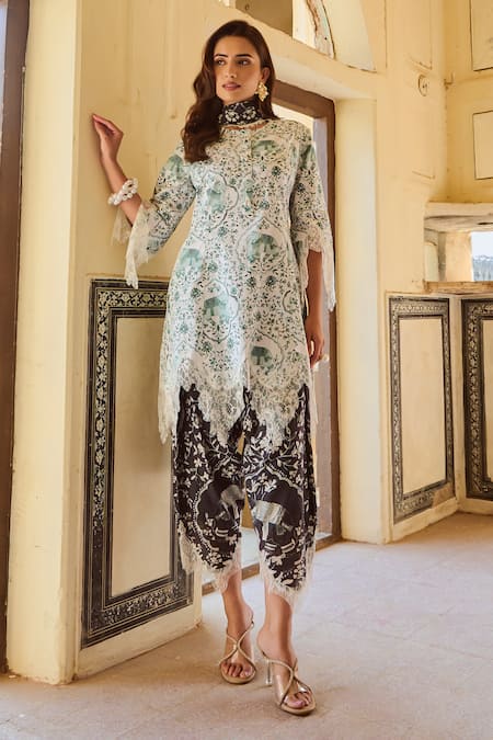 Sage Saga Kokila Chanderi Elephant Print Salwar 