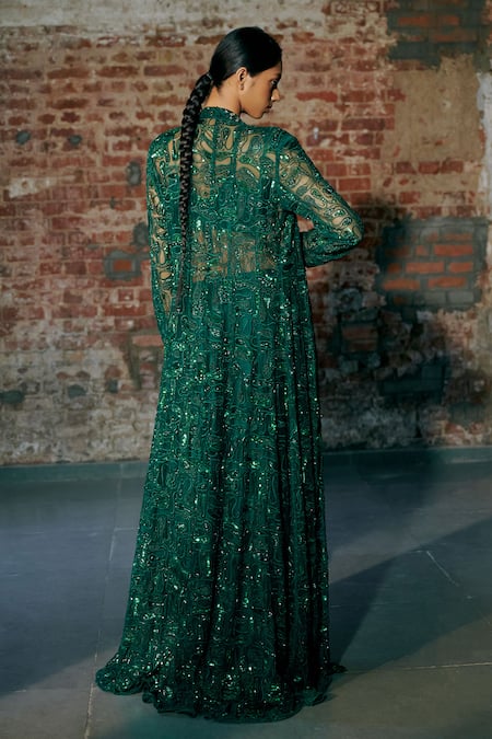 Asaga Cyme Embroidered Cape Sharara Set 