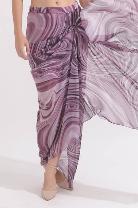 Omal Sindwani Purple Georgette Beads, Sequins Hand Embroidered Blouse And Draped Skirt Set Online at Aza Fashions Omal Sindwani_Purple Georgette Beads, Sequins Hand Embroidered Blouse And Draped Skirt Set _Online_at_Aza_Fashions