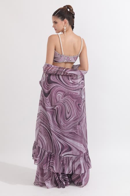 Omal Sindwani Marble Print Cape Gharara Set 