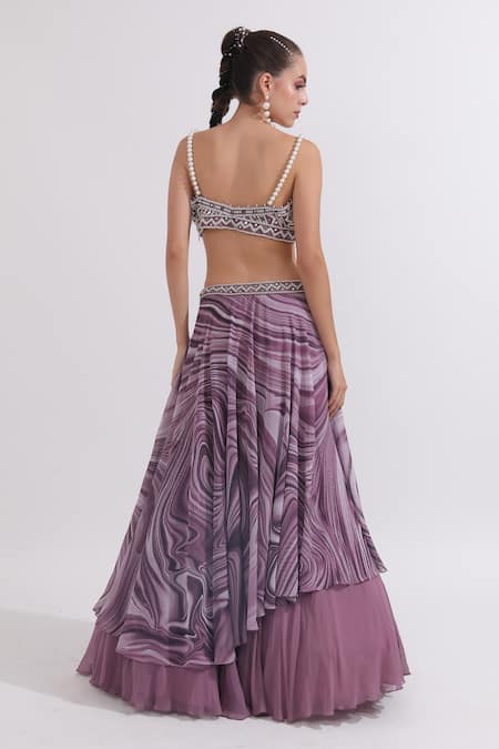 Omal Sindwani Marble Print Lehenga With Blouse 