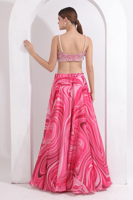 Omal Sindwani Marble Pattern Lehenga With Blouse 