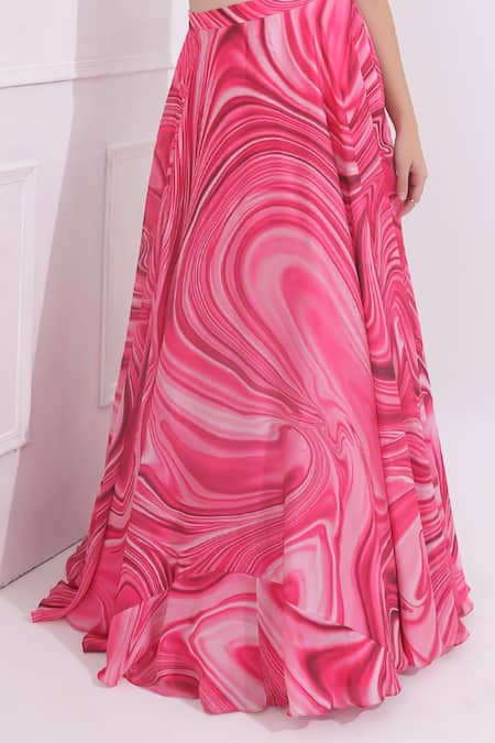 Omal Sindwani Pink Satin, Georgette Pearls, Mirrors V-neck Hand Embroidered Blouse Lehenga Set at Aza Fashions Omal Sindwani_Pink Satin, Georgette Pearls, Mirrors V-neck Hand Embroidered Blouse Lehenga Set _at_Aza_Fashions