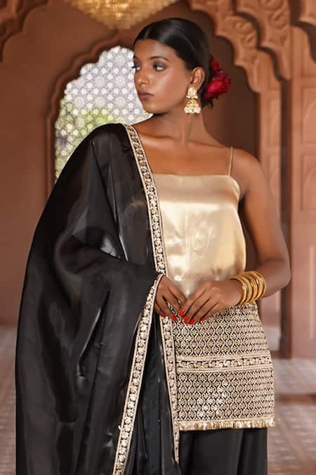 Buy Monk & Mei By Sonia Anand Black Organza, Viscose, Silk Sequins, Nargis Sheesh Mahal Kurta Sharara Set Online at Aza Fashions Buy_Monk & Mei By Sonia Anand_Black Organza, Viscose, Silk Sequins, Nargis Sheesh Mahal Kurta Sharara Set _Online_at_Aza_Fashions