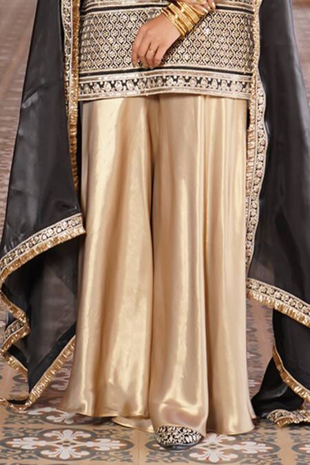 Monk & Mei By Sonia Anand Black Organza, Viscose, Ayesha Lily Woven Brocade Short Kurta Sharara Set Online at Aza Fashions Monk & Mei By Sonia Anand_Black Organza, Viscose, Ayesha Lily Woven Brocade Short Kurta Sharara Set _Online_at_Aza_Fashions