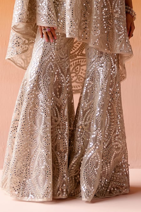 Shop_Twenty Nine_Grey Mirror Embroidered Flared Cape 