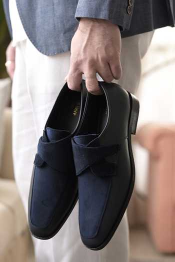 Buy_Coral Haze_Blue Clement Criss Cross Strap Loafers _Online_at_Aza_Fashions