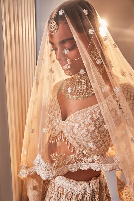 Buy Kalighata Peach Organza Embroidery Sweetheart Neck Avni Hand Bridal Lehenga Set Buy_Kalighata_Peach Organza Embroidery Sweetheart Neck Avni Hand Bridal Lehenga Set