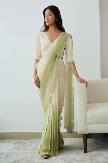 Lavanya Ahuja Pre-Stitched Saree With Embroidered Blouse 