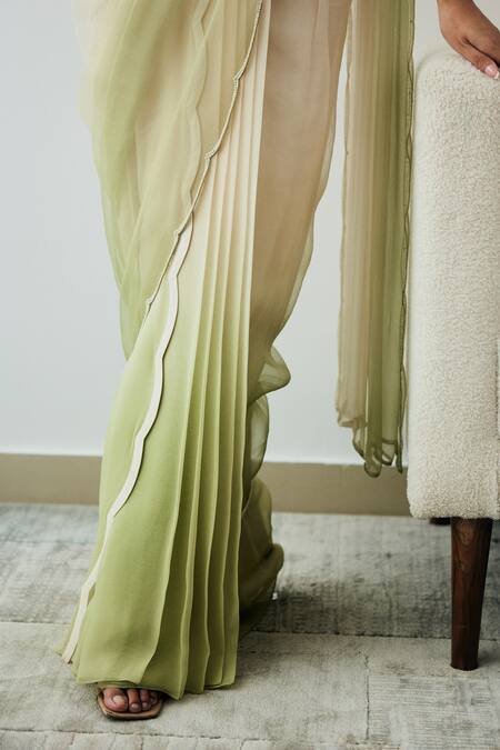 Buy Lavanya Ahuja Ivory Georgette, Organza Beads, Pre-stitched Saree With Embroidered Blouse Online at Aza Fashions Buy_Lavanya Ahuja_Ivory Georgette, Organza Beads, Pre-stitched Saree With Embroidered Blouse _Online_at_Aza_Fashions