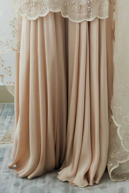 Shop Lavanya Ahuja Beige Organza, Satin Lace, Sequins, Beads V-neck Embroidered Kurta Sharara Set Online at Aza Fashions Shop_Lavanya Ahuja_Beige Organza, Satin Lace, Sequins, Beads V-neck Embroidered Kurta Sharara Set _Online_at_Aza_Fashions