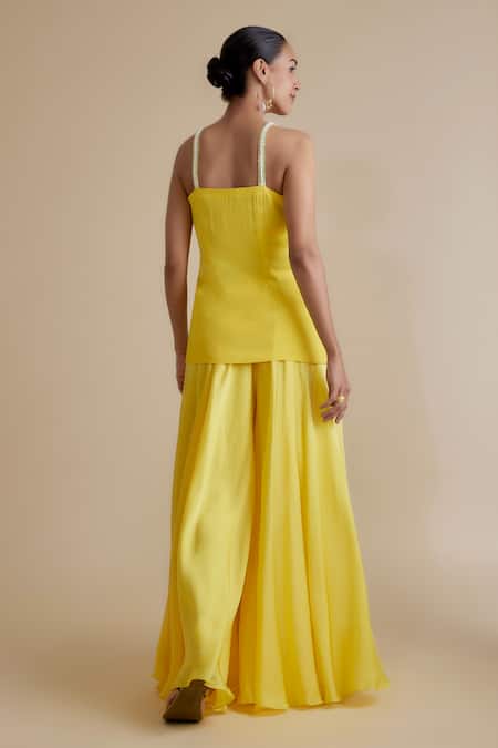 Keith Gomes Leaf Embroidered Kurta Palazzo Set 