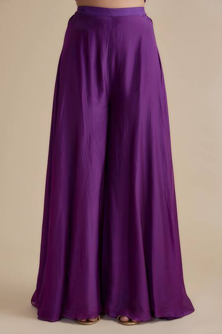 Keith Gomes Purple Silk Organza, Linen Embroidery, Floral Embellished Kurta Palazzo Set Online at Aza Fashions Keith Gomes_Purple Silk Organza, Linen Embroidery, Floral Embellished Kurta Palazzo Set _Online_at_Aza_Fashions