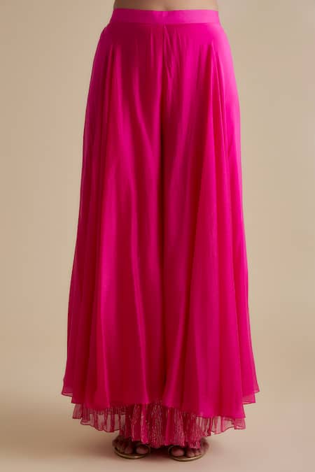 Keith Gomes Pink Lycra, Georgette Sequin Embellished Cape Palazzo Set Online at Aza Fashions Keith Gomes_Pink Lycra, Georgette Sequin Embellished Cape Palazzo Set _Online_at_Aza_Fashions