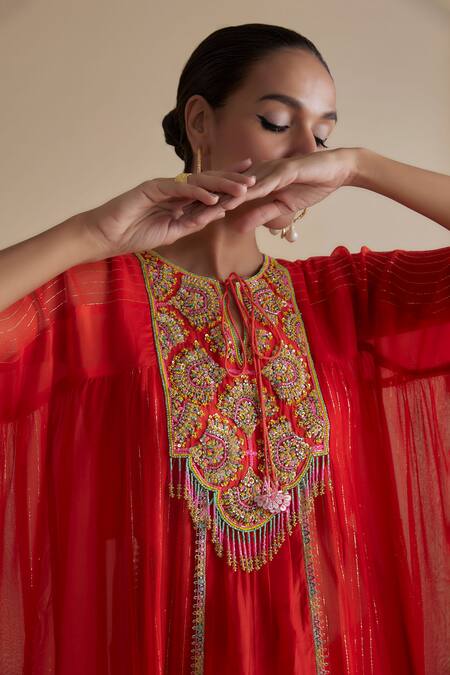 Buy Keith Gomes Orange Silk Organza, Linen, Georgette Cut Work, Yoke Kurta And Gharara Set Online at Aza Fashions Buy_Keith Gomes_Orange Silk Organza, Linen, Georgette Cut Work, Yoke Kurta And Gharara Set _Online_at_Aza_Fashions