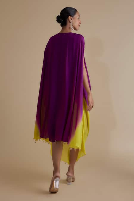 Shop Keith Gomes Purple Lycra, Silk Organza, Linen Sequins, Beads, Embroidered Ombre Kaftan Dress at Aza Fashions Shop_Keith Gomes_Purple Lycra, Silk Organza, Linen Sequins, Beads, Embroidered Ombre Kaftan Dress _at_Aza_Fashions