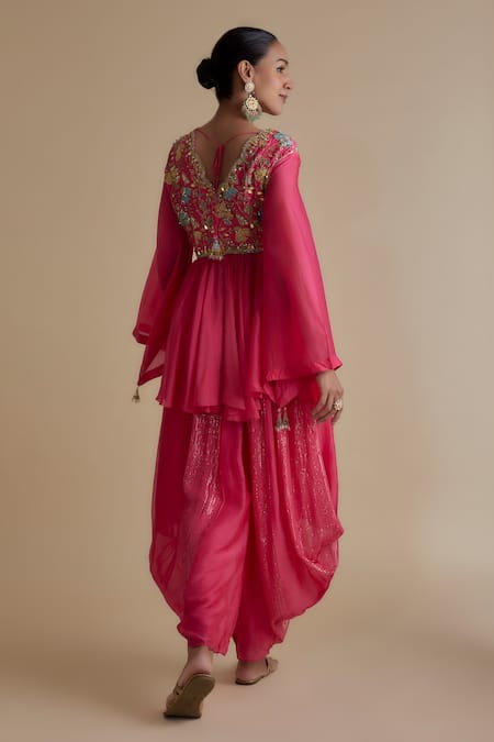 Keith Gomes Embellished Overlap Kurta & Palazzo Set 
