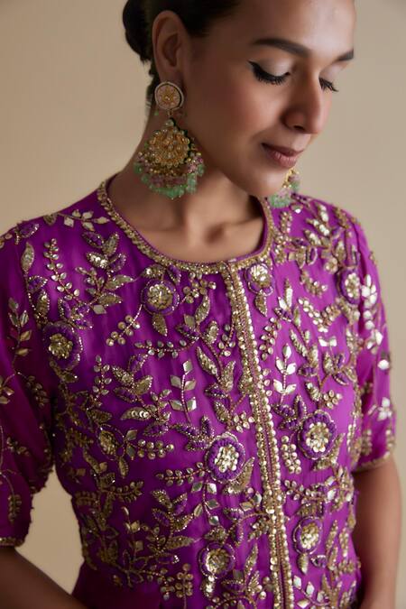 Buy Keith Gomes Purple Silk Organza, Linen Sequins, Embroidery Round Work Kurta And Palazzo Set Online at Aza Fashions Buy_Keith Gomes_Purple Silk Organza, Linen Sequins, Embroidery Round Work Kurta And Palazzo Set _Online_at_Aza_Fashions
