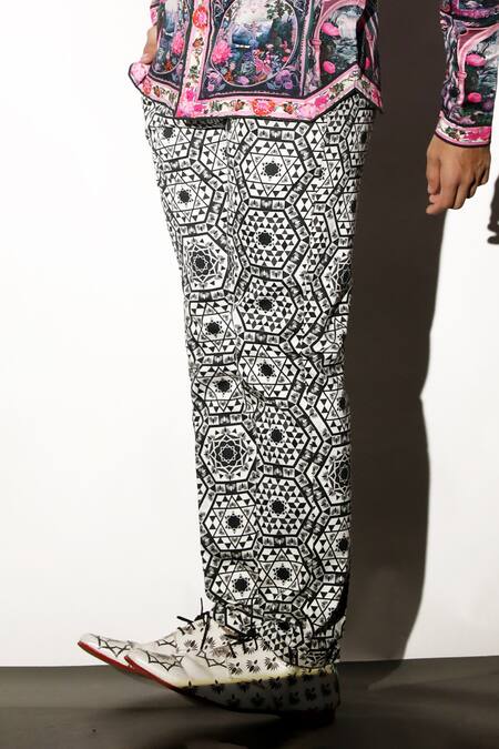 Buy MR. Ajay Kumar Multi Color 100% Luxe Cotton Satin Lycra Printed Arvin Trouser Online at Aza Fashions Buy_MR. Ajay Kumar_Multi Color 100% Luxe Cotton Satin Lycra Printed Arvin Trouser _Online_at_Aza_Fashions