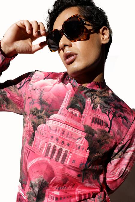 MR. Ajay Kumar Multi Color Silk Embroidery Rajwada Printed Kurta Pant Set at Aza Fashions MR. Ajay Kumar_Multi Color Silk Embroidery Rajwada Printed Kurta Pant Set _at_Aza_Fashions