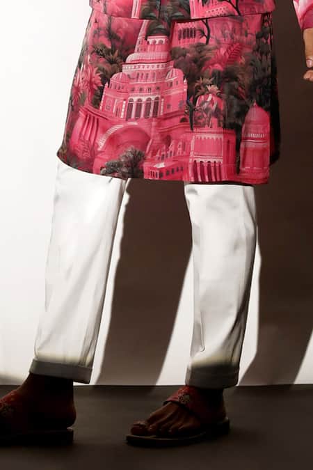 Buy MR. Ajay Kumar Multi Color Silk Embroidery Rajwada Printed Kurta Pant Set Buy_MR. Ajay Kumar_Multi Color Silk Embroidery Rajwada Printed Kurta Pant Set