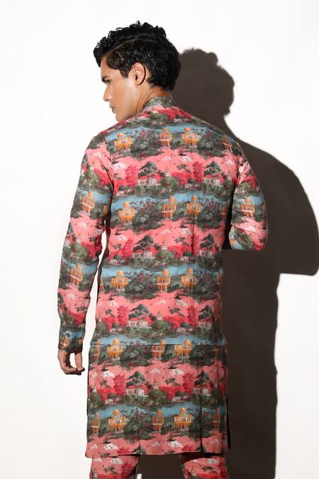 Buy MR. Ajay Kumar Multi Color Linen Karengarh Printed Kurta Pant Set Online at Aza Fashions Buy_MR. Ajay Kumar_Multi Color Linen Karengarh Printed Kurta Pant Set _Online_at_Aza_Fashions