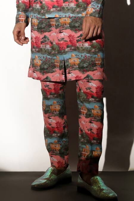 MR. Ajay Kumar Multi Color Linen Karengarh Printed Kurta Pant Set at Aza Fashions MR. Ajay Kumar_Multi Color Linen Karengarh Printed Kurta Pant Set _at_Aza_Fashions